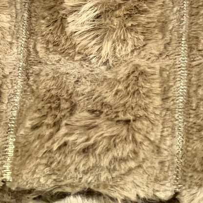 Brown faux fur pillow cover with luxurious plaid texture, perfect for enhancing sofa or bed decor in living rooms.