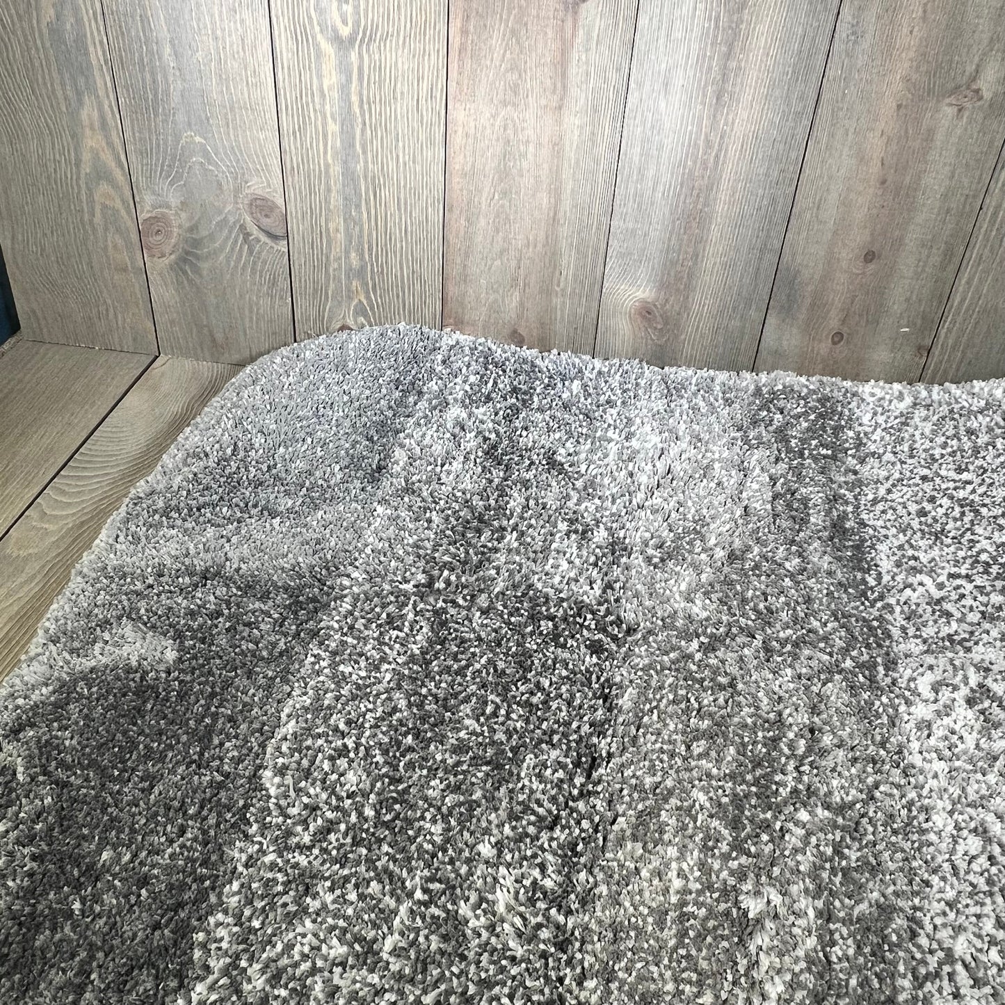Soft grey microfiber bathroom rug mat, 59x24 inches, plush and absorbent, perfect for tub and shower floors.