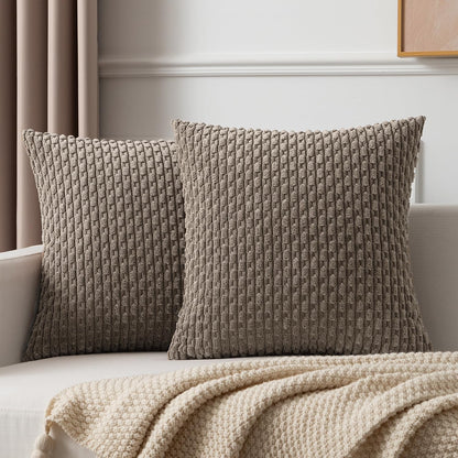 Kevin Textile Light Brown Euro Farmhouse Throw Pillow Covers 26x26 Inch