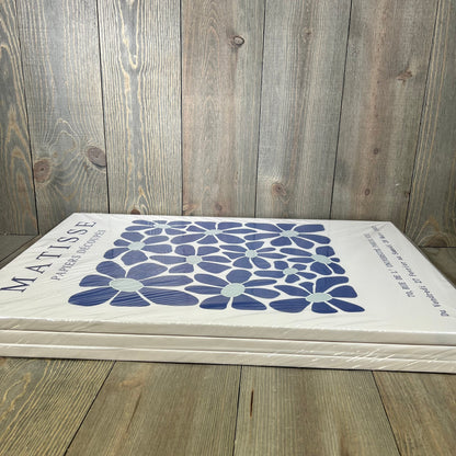Set of three Henri Matisse navy blue floral canvas posters, minimalist and trendy, perfect for bedroom or living room decor.