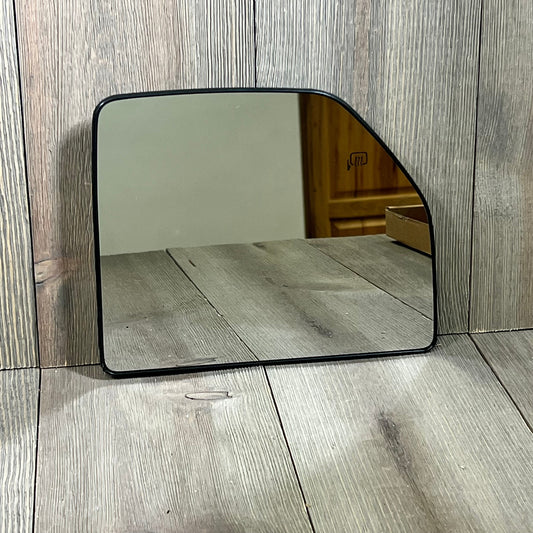 Heated convex side mirror glass for 2015-2020 Ford F150, fits right passenger side, with rear holder included.