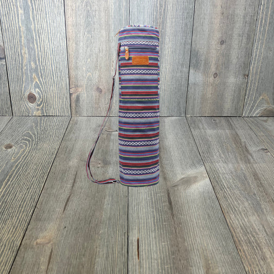 Colorful ELENTURE canvas yoga mat bag with adjustable strap, full-zip closure, and pockets, perfect for travel and outdoor use.