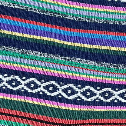 Colorful woven pattern of the ELENTURE Canvas Yoga Mat Bag, showcasing vibrant stripes and geometric designs.
