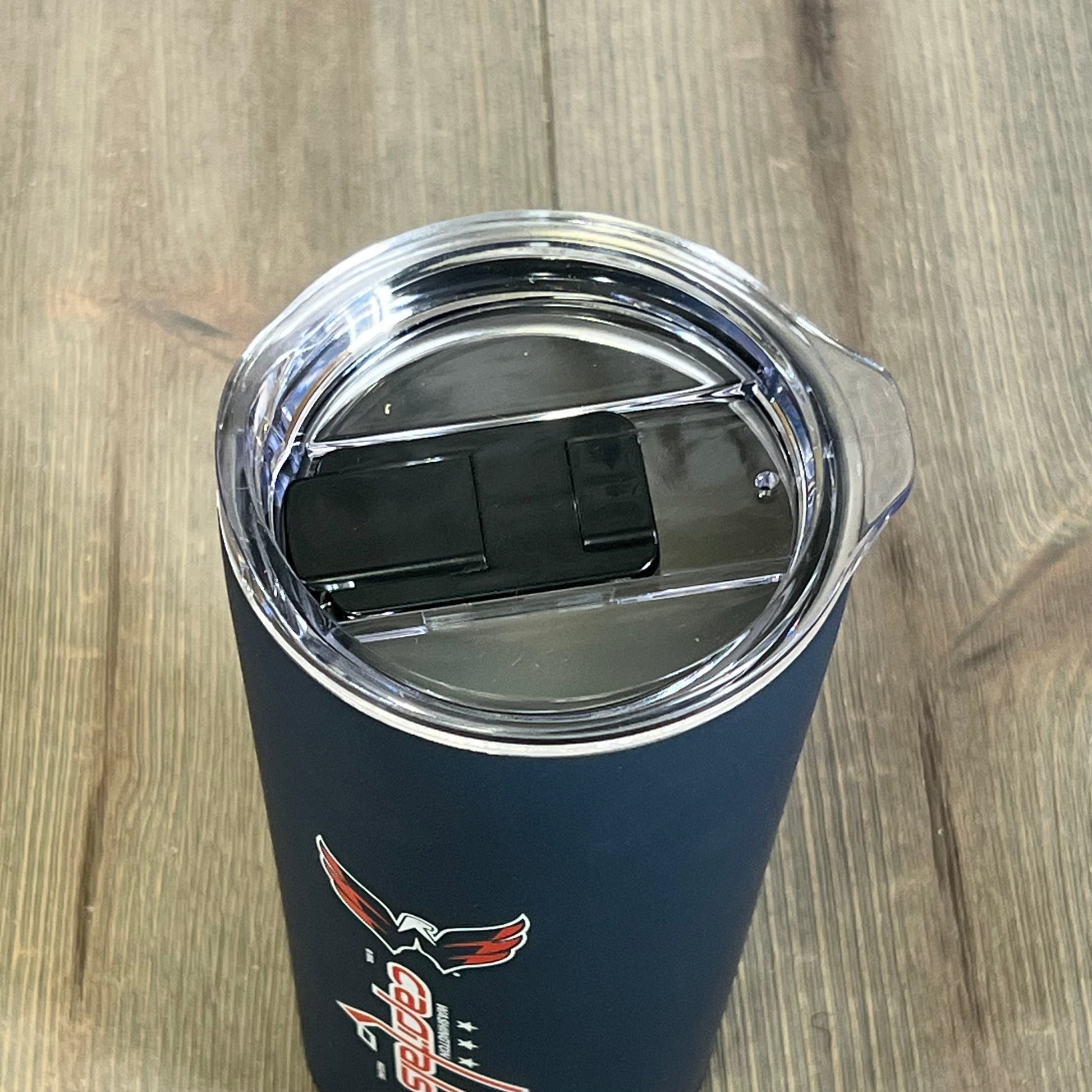 Washington Capitals soft touch tumbler, 18oz with easy grip, featuring a secure lid, perfect for NHL fans and on-the-go use.