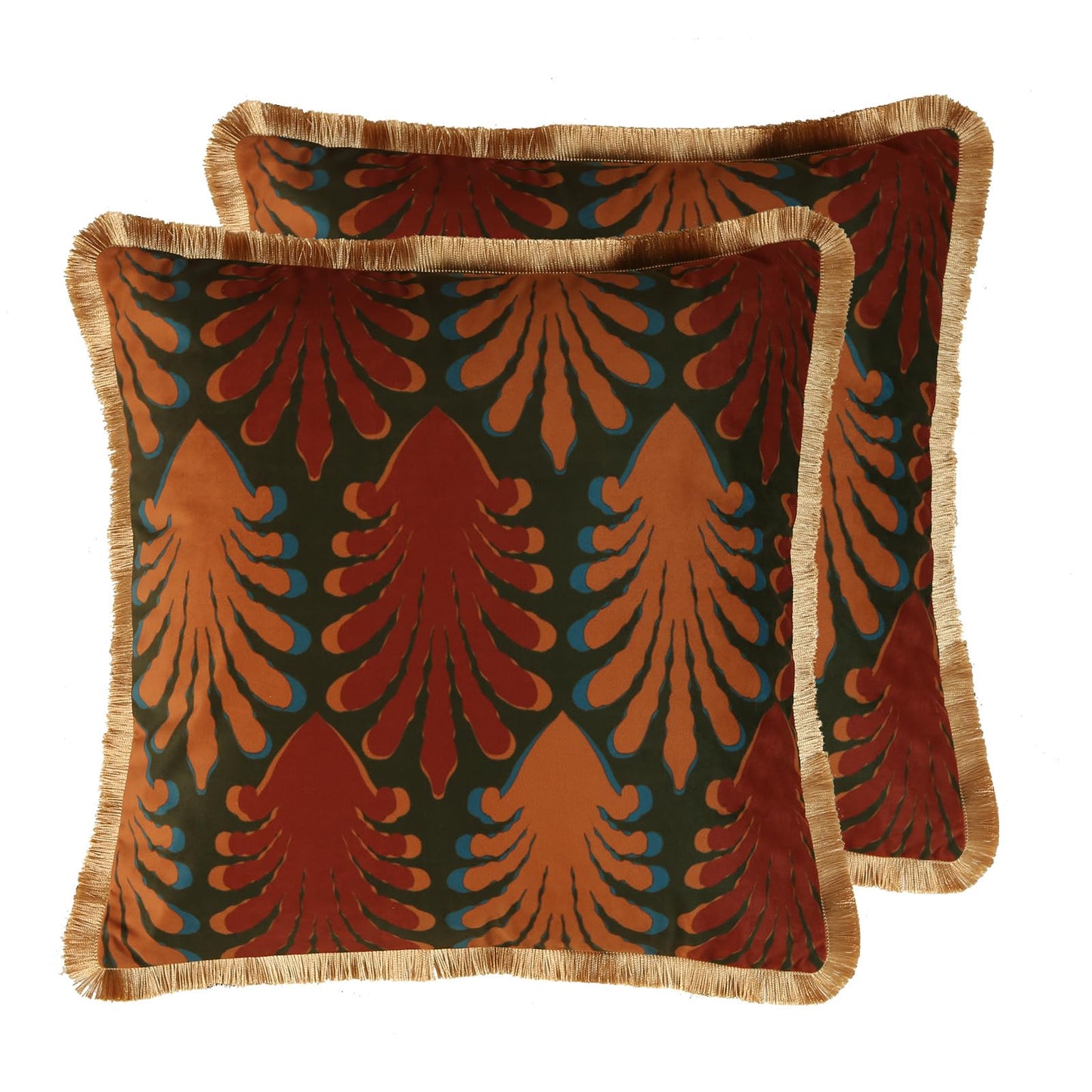 Patdrea Velvet Throw Pillow Covers 18x18 Inch, Yellow Jungle Pattern, Pack of 2