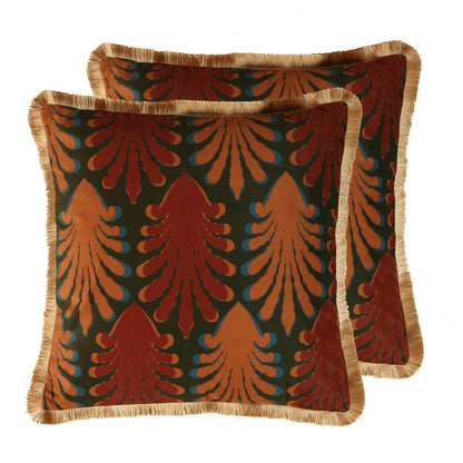 Patdrea Velvet Throw Pillow Covers 18x18 Inch, Yellow Jungle Pattern, Pack of 2