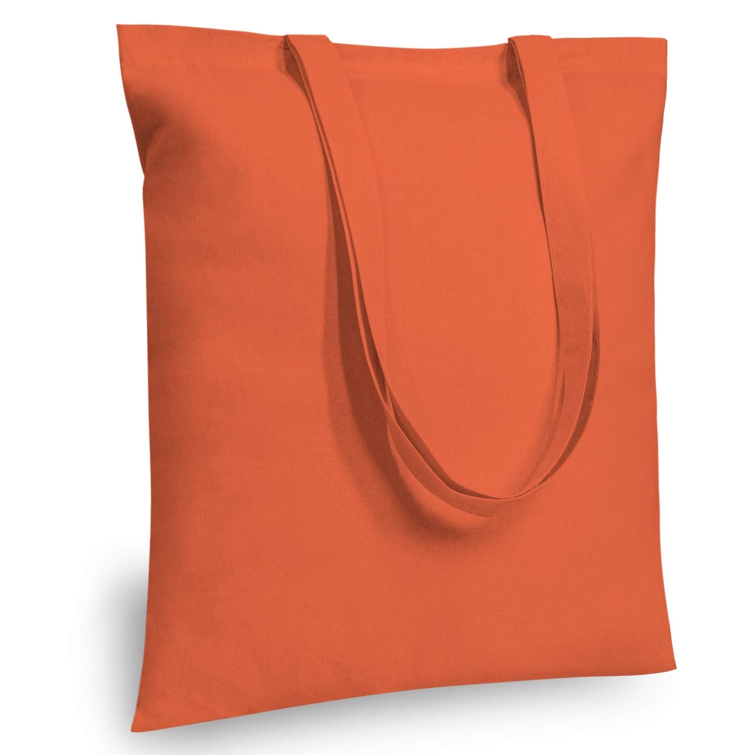 Orange cotton tote bag, 16"x15", perfect for shopping, DIY projects, promotions, and gifts, lightweight and reusable.
