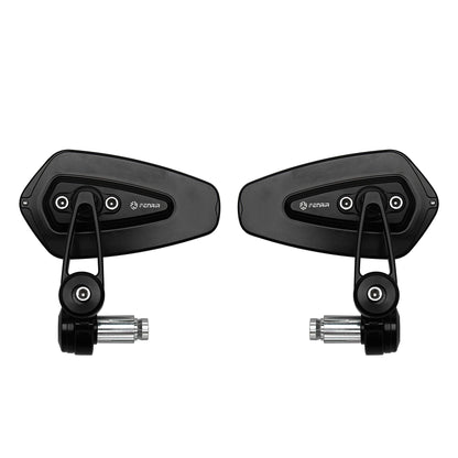 CNC Aluminum Alloy Cafe Racer mirrors with black finish, side folding design for 22MM handlebars, ideal for street bikes.