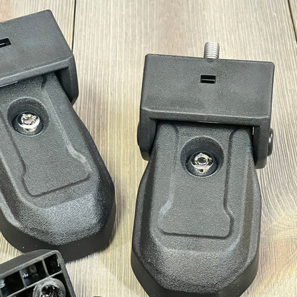 Locking hood latches for Jeep Wrangler JL, JLU, Gladiator JT 2018-2024 in black, featuring secure key lock mechanism.