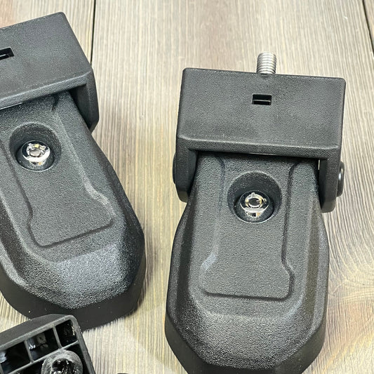 Locking hood latches for Jeep Wrangler JL, JLU, Gladiator JT 2018-2024 in black, featuring secure key lock mechanism.