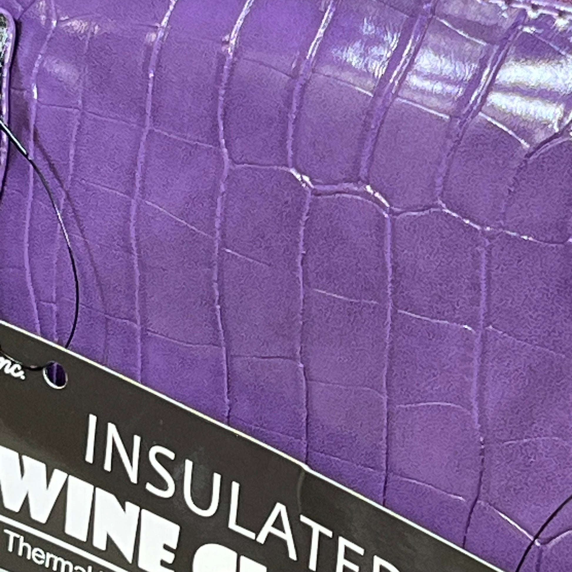 Purple Primeware wine clutch bag with thermal insulation, featuring a stylish crocodile pattern for 750mL bottles.