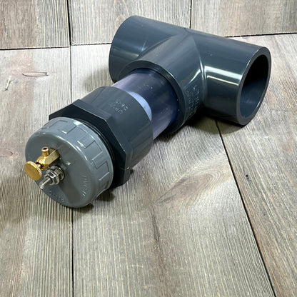 Gray inline zinc anode for saltwater pools, showcasing durable construction and easy installation features.