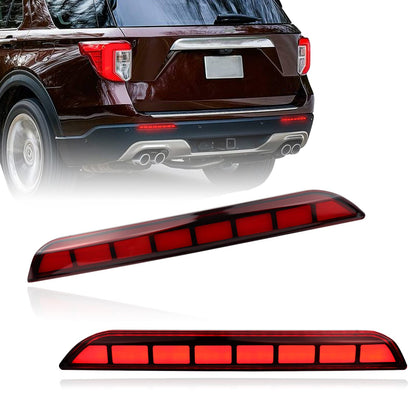 GEEGEETOP red LED rear reflector and fog light for 2020-2023 Ford Explorer, dual-function tail and brake light assembly.