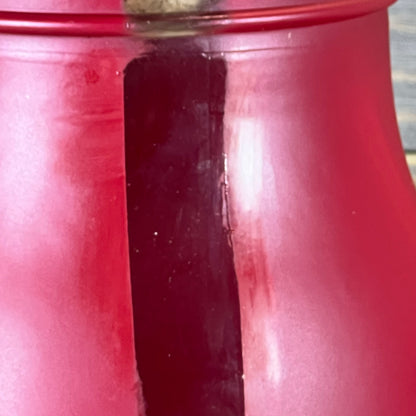 Red vertical window jar with sleek design, part of French Home Set. Perfect for kitchen storage.