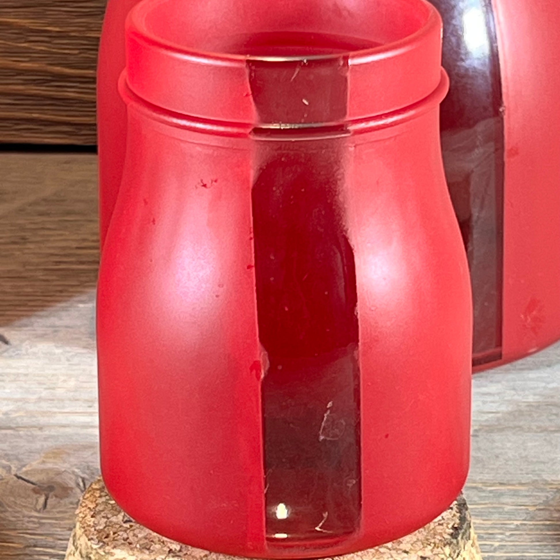Red vertical window jars set, featuring 68-ounce, 40-ounce, and 8.5-ounce sizes, perfect for kitchen storage.