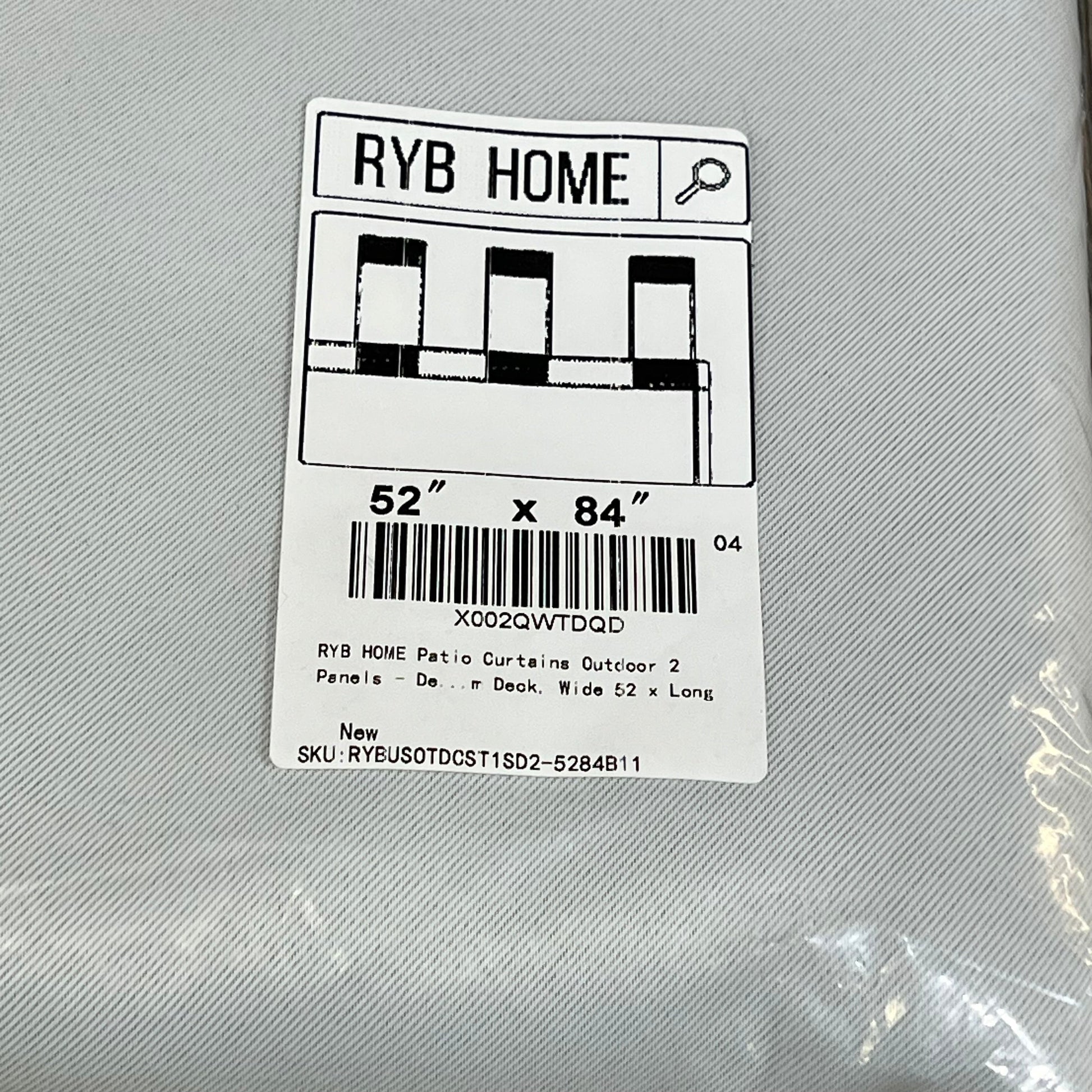 RYB HOME outdoor patio curtains in greyish white, 52 x 84 inches, featuring a detachable top for versatile sunroom use.