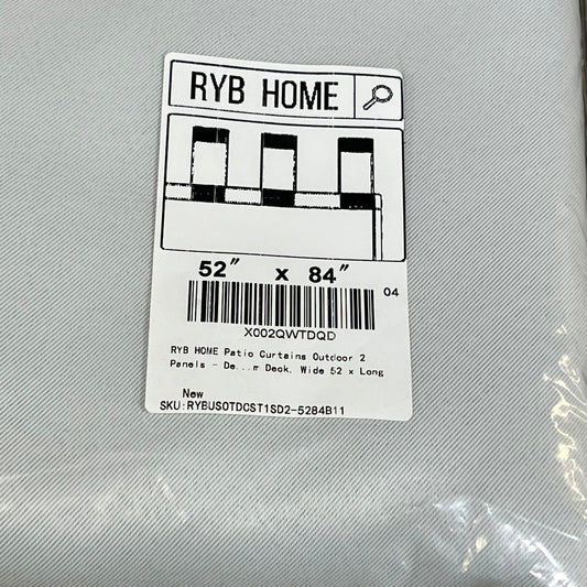 RYB HOME outdoor patio curtains in greyish white, 52 x 84 inches, featuring a detachable top for versatile sunroom use.