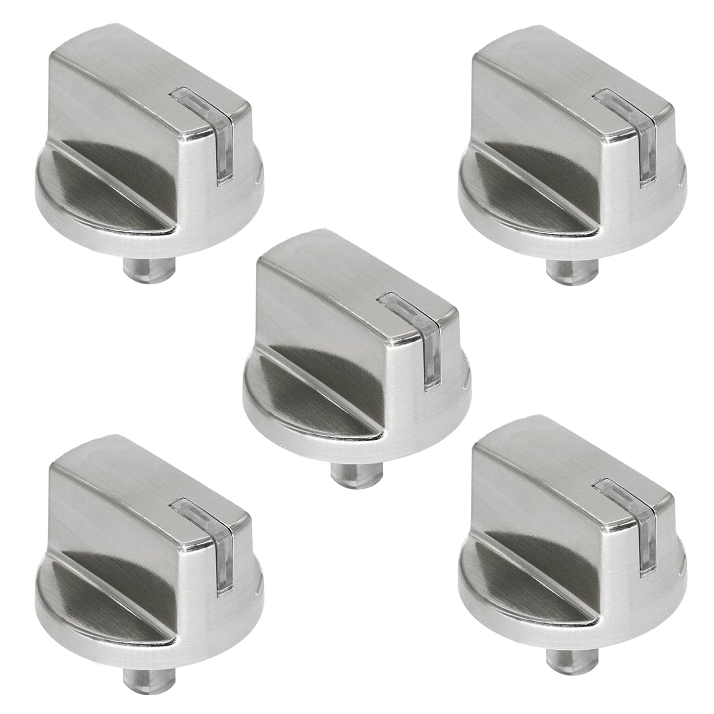 Stainless steel burner control dial stove knobs, compatible with LG gas cooktops, set of 5 replacement knobs.