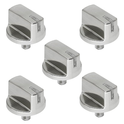 Stainless steel burner control dial stove knobs, compatible with LG gas cooktops, set of 5 replacement knobs.