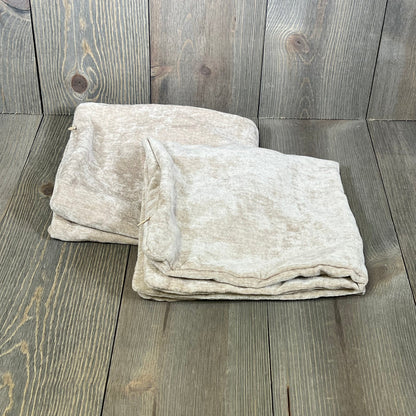 Soft chenille throw pillow covers in bleached sand, perfect for enhancing your sofa or bed decor.