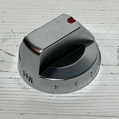 Stainless steel replacement knob for Samsung stove, compatible with models NE63T8111SS/AA and NE63T8311SS/AA.