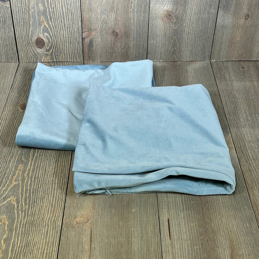 Silver blue velvet cushion covers, 20x20 inch, showcasing super soft texture, perfect for bed, couch, or sofa decor.