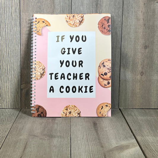 Teacher appreciation notebook with cookie design, perfect back-to-school gift or end-of-year thank you for educators.