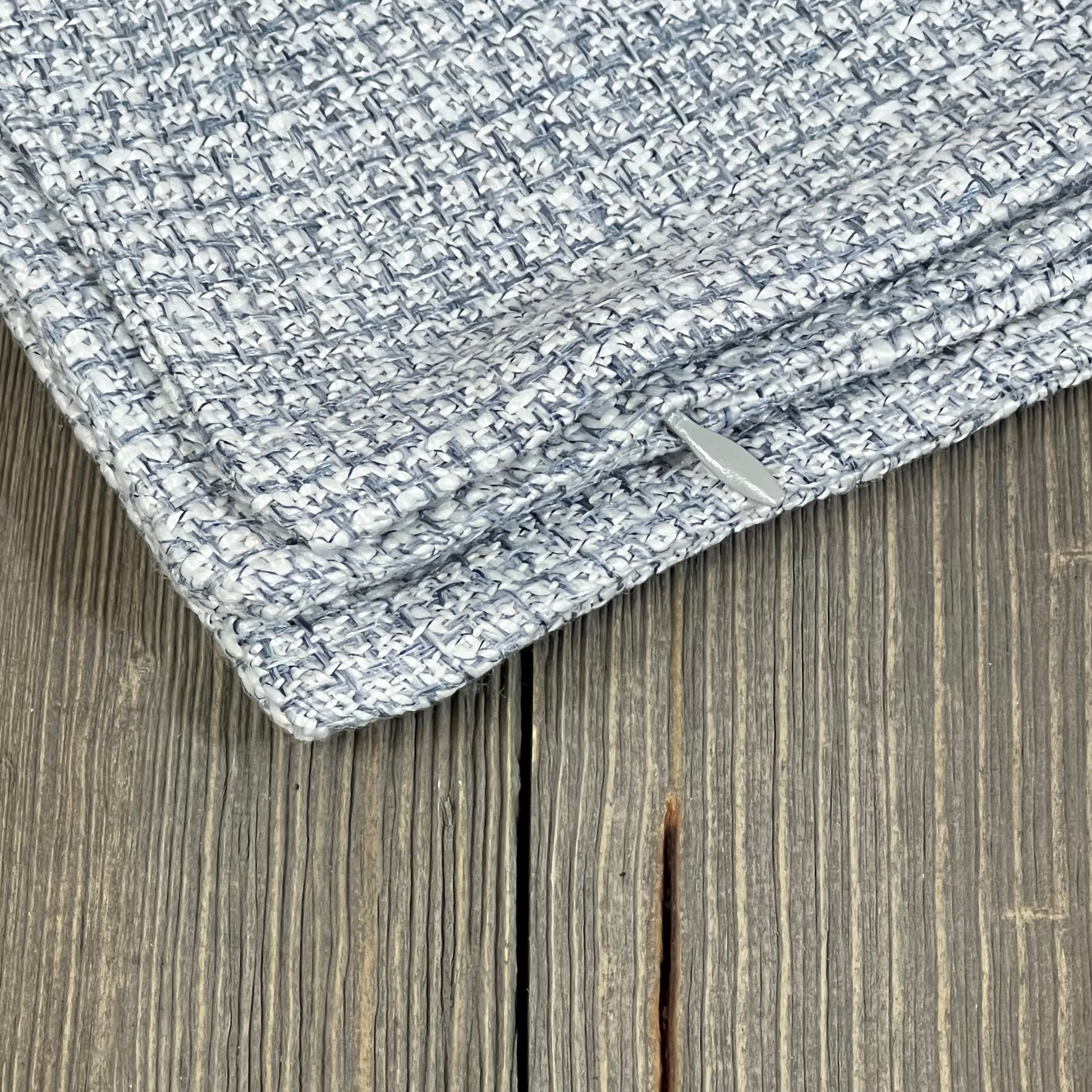 Blue grey woven texture of OTOSTAR 16x24 inch linen pillow cover, perfect for farmhouse decor on sofas or beds.