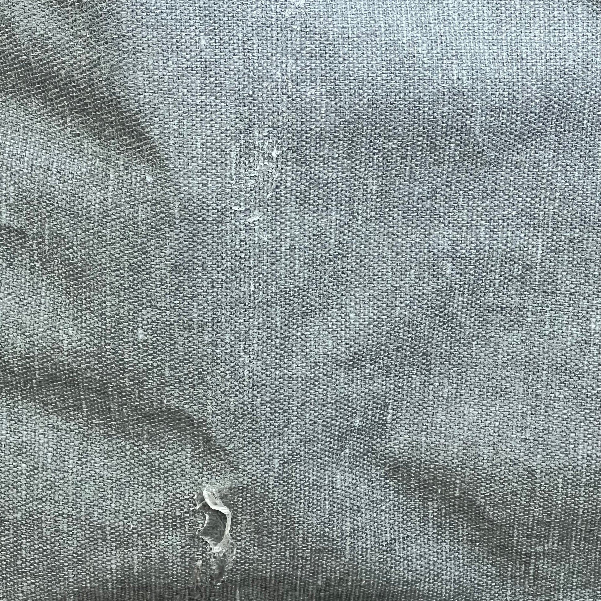 Close-up of the gray linen fabric texture of Kanrichu wall hanging organizer, showcasing its durable material.