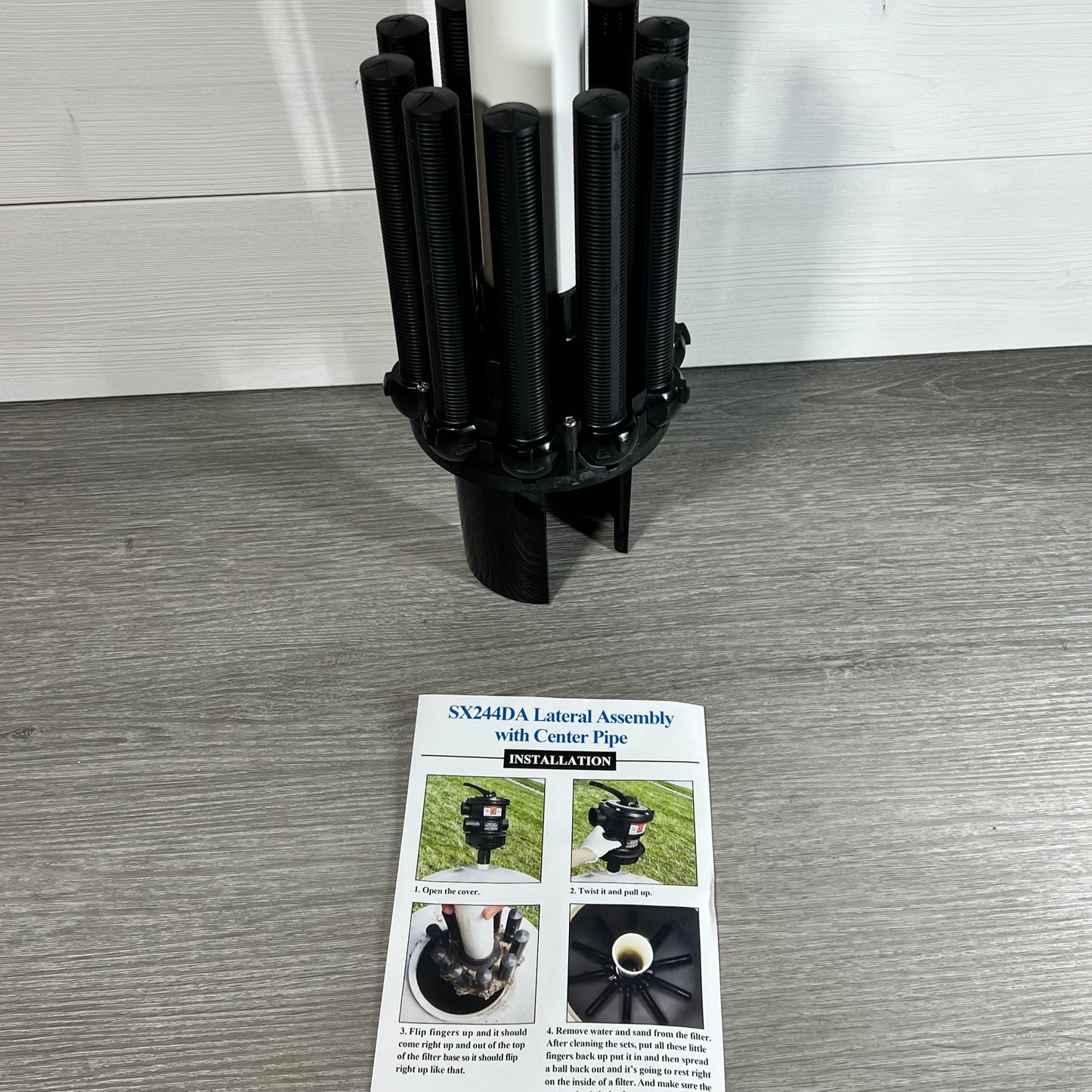 Tiroar SX244DA Lateral Assembly with Center Pipe shown with installation instructions.