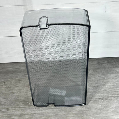 Transparent Samsung-compatible fridge door shelf bin with a textured pattern, model DA97-21912A, standing upright.