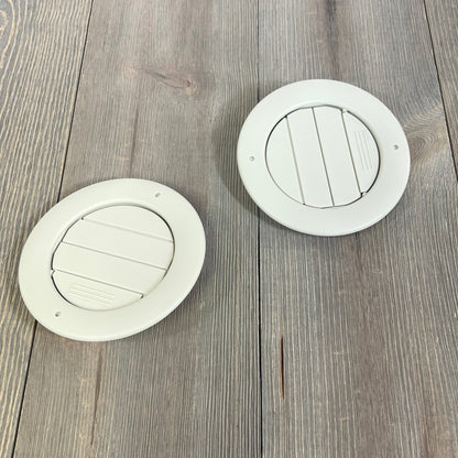 White AC air vent louvers for Ford Explorer, Lincoln MKT. Durable headliner ceiling fit, 2 pack, 2011-2019 models.
