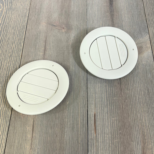 White AC air vent louvers for Ford Explorer, Lincoln MKT. Durable headliner ceiling fit, 2 pack, 2011-2019 models.