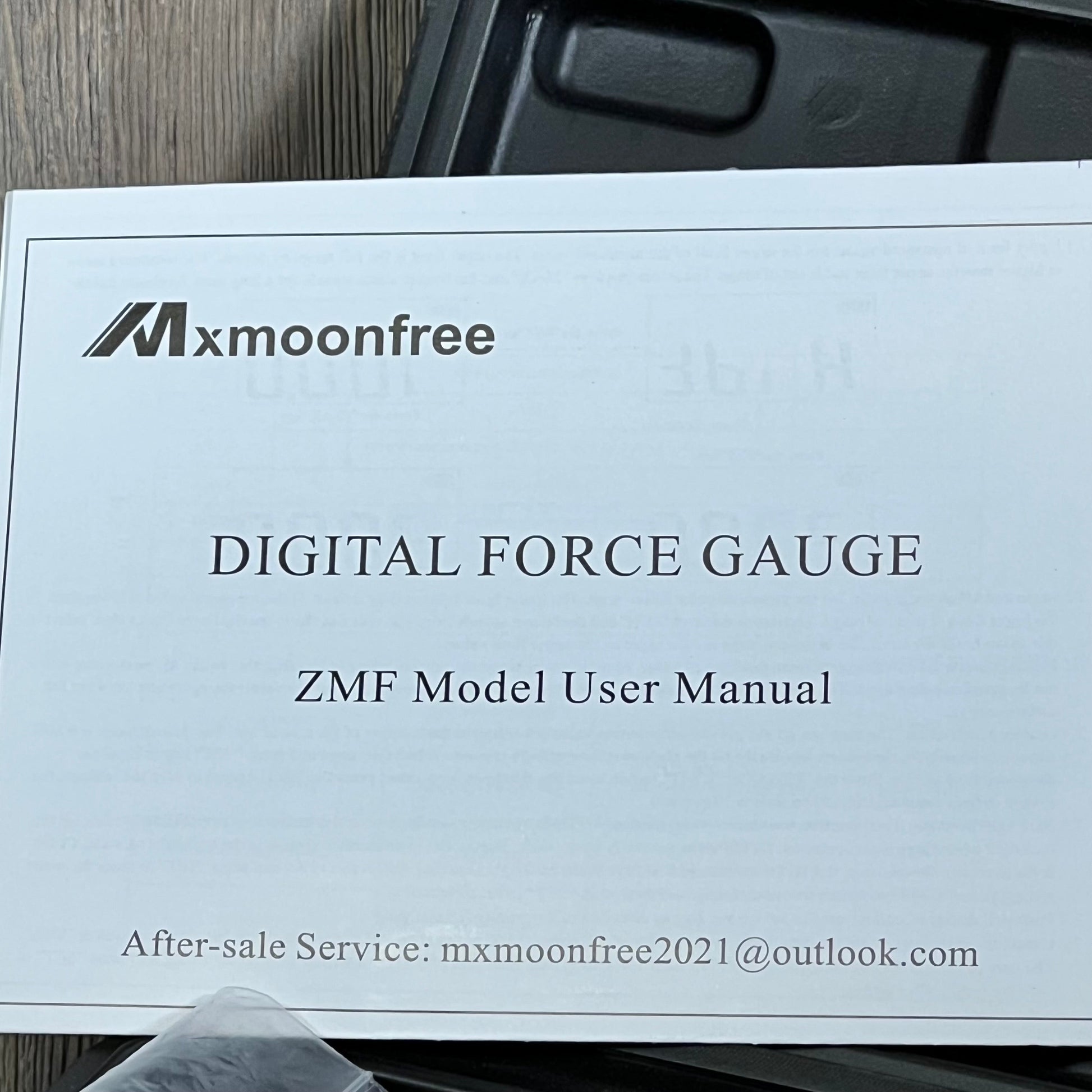 Mxmoonfree 500N Digital Force Gauge user manual cover, featuring brand logo and contact information for after-sale service.