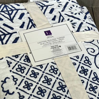 Lush Decor Monique Throw in blue, 50x60-inch, featuring a stylish floral design, perfect for cozy home decor.