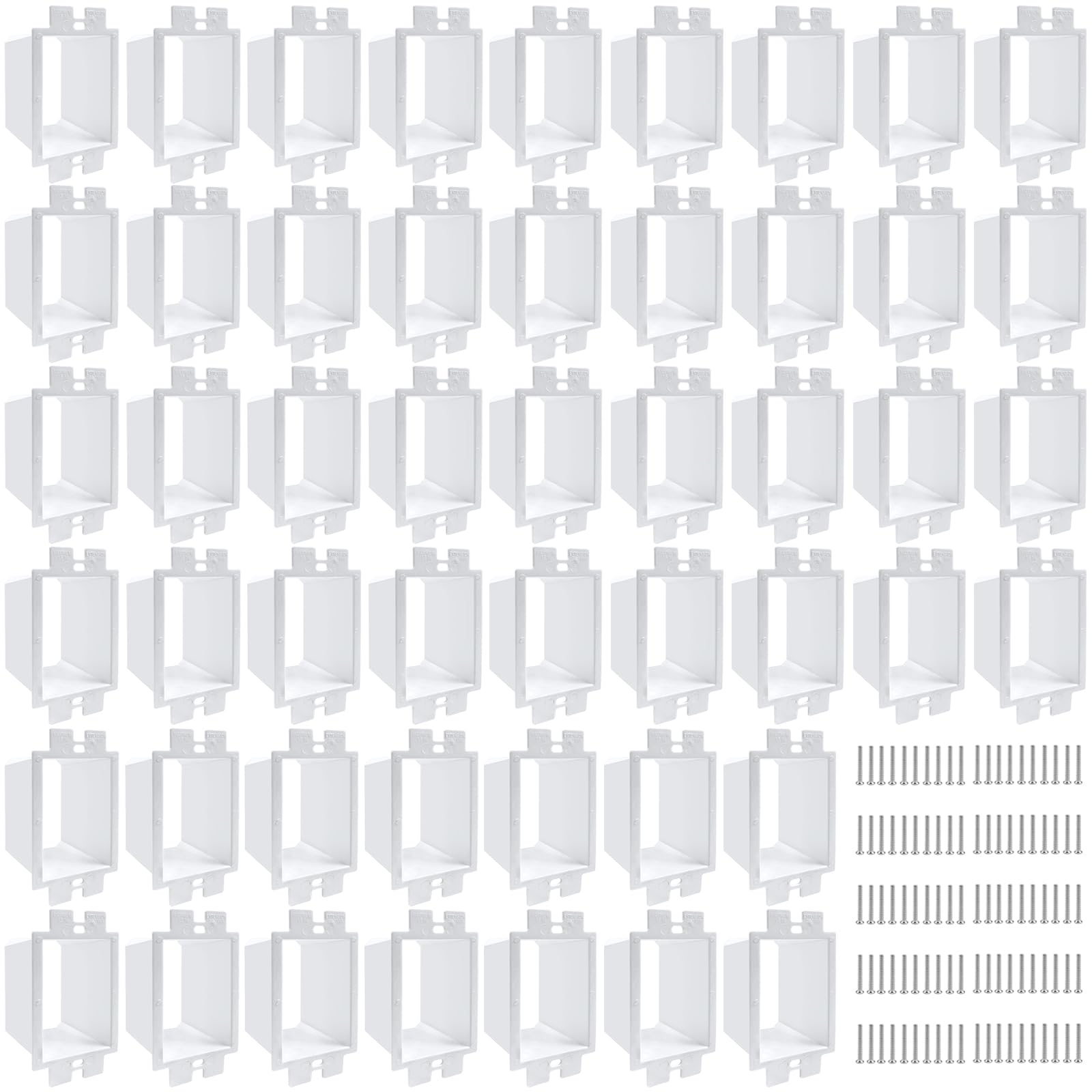 50PCS electrical outlet box extenders with 100PCS screws, perfect for single gang power switch installation.