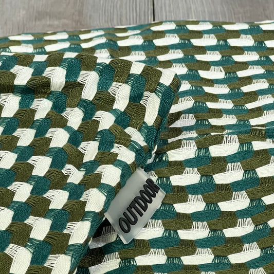Green and white woven texture on MIULEE waterproof outdoor pillow cover, ideal for patio or garden decor.